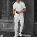 Men's Casual Sports Polo Shirt And Trousers Suit Short Sleeved Ribbed Collar New Spring And Autumn_viptrois.com
