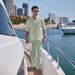 Men's Clothing Men's Solid Color Casual Cotton Long Sleeve Henry Shirt Pants Set_viptrois.com