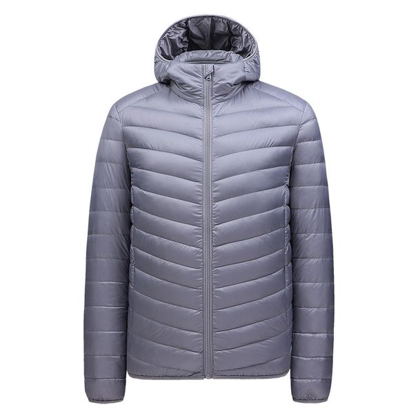 Men’s Lightweight Hooded Down Jacket – Korean Style Slim Fit Puffer Coat | 50g White Duck Feather | Wrinkle-Resistant | Extended Sizes_viptrois.com