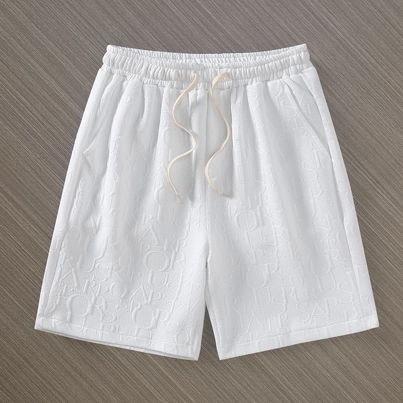 Men's Clothing Elastic White Shorts Men Summer Trend New Bubble Flower Dark Pattern English Shorts Beach Pants Casual Sports Pants_viptrois.com