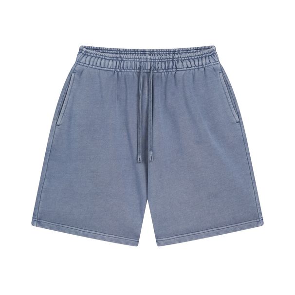 Men's Clothing Vintage Washed 420GSM Heavyweight Cotton Shorts – American High Street Style, Relaxed Fit, Distressed Casual Basics (S-XXL)_viptrois.com