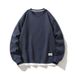 Waffle Hoodie Trendy Long Sleeved T-Shirt Solid Color Round Neck Men's Base Shirt Upper Garment Df3_viptrois.com