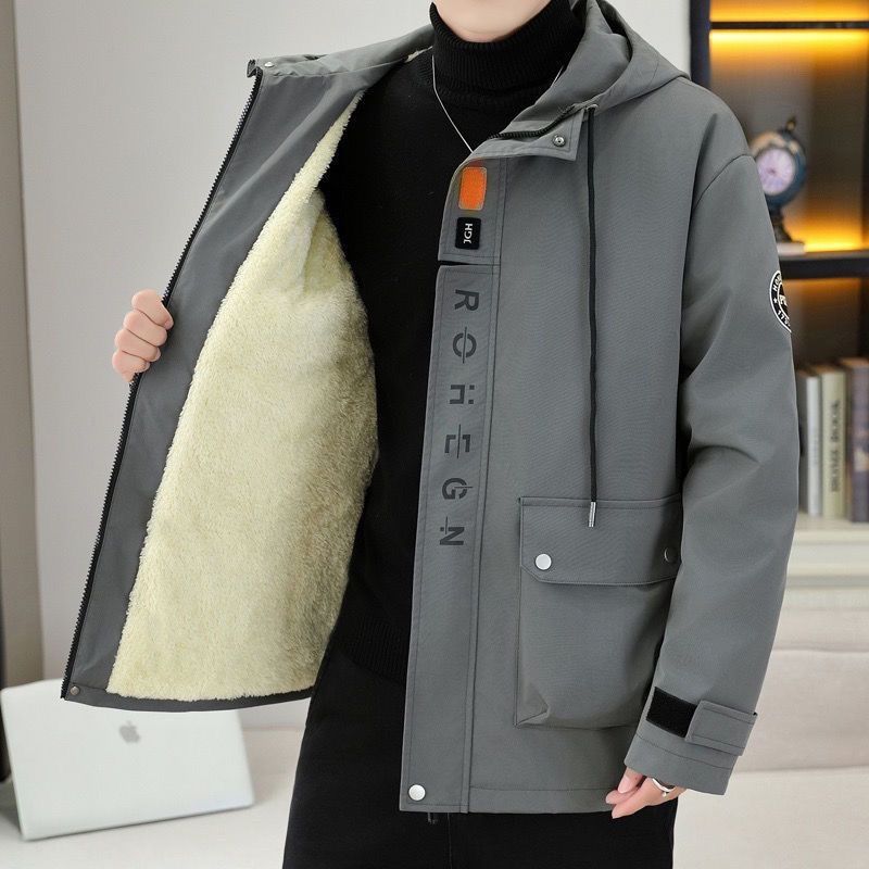 Pulse Hooded Teenagers, Winter Loose Coat For Men, European American Style Jacket, Men's Warm Cotton Padded Jacket With Fleece_viptrois.com
