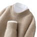 Men’s Jacquard Knit Wool Sweater – Thick Winter Pullover With Solid Colors (Olive Green/Greyish/Quiet Black/Haze Blue/Raw Velvet Rice_viptrois.com