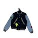 Kiko-Inspired Short Sleeve Baseball Jacket – Oversized Corduroy & Rabbit Fur Blend Bomber (S-L, Cleanfit Streetwear, Blue Contrast Sleeves)_viptrois.com