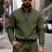 Minimalist Heavyweight Fleece-Lined Sweatshirt For Men – Stand Collar Casual Pullover In Black/Army Green (S-XXXL)_viptrois.com