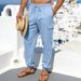 Men's Clothing Spring/Summer Men's Linen Cargo Pants With Multi Pockets Outdoor Loose Breathable Sports Casual_viptrois.com