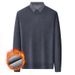 2025 New Winter Two-Piece Sweatshirt Solid Color Shirt Turn-Down Collar Warm Fleece Thickened Men's Long Sleeve_viptrois.com