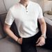 Summer New Thin Waffle Men's Short-sleeved T-shirt Ice Silk Fabric Personalized V-neck Men's Bottoming Shirt Short T-shirt_viptrois.com