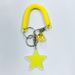 Acrylic Glow Star Keychain With Spring Cord - Viral Dangle Charm For Backpacks (Red/Blue/Yellow, Asymmetric Dice Points)_viptrois.com