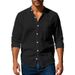 Men's Clothing Spring And Autumn Linen Shirt Long Sleeve Stand Collar Breathable Casual New Chinese Style Pocket Shirt Men's Shirt_viptrois.com