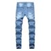 Loom Cross-Border Foreign Trade Jeans Personality Trendy European And American Wrinkled Slim Fit Stretch Men's Fashion_viptrois.com