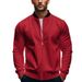 Men's Clothing Stand Collar Zip-Up Jacket – Lightweight Polyester Blend, Breathable & Wrinkle-Free (Navy, Black, Army Green) – Casual Sporty Outerwear_viptrois.com