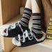 Wool Socks For Men And Women, Warm Thermal Mid-Crew Socks With Striped Pattern, Soft And Breathable, Unisex Casual Socks For All Seasons_viptrois.com