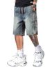 Men's Retro Blue Shorts Decorative Button Details 5 Inch Inseam Loose Straight Leg Casual Breathable Summer Shorts_viptrois.com