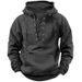 Men's Clothing Outdoor Retro Lace Up Hooded Long Sleeved T Shirt Autumn Casual Tops_viptrois.com