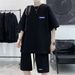 Men's Clothing Waffle Sports Casual Suit Men's Loose Summer Short Sleeved T Shirt Set With Handsome Shorts Clothes_viptrois.com