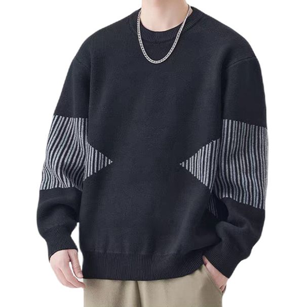 Oversized Diamond Knit Sweater – Men’s Business Casual Pullover, Stretch Polyester, Breathable & Machine Washable, Black/Grey/Khaki_viptrois.com