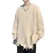 American Street Hip-Hop Frayed Hole Men's Autumn And Winter Trendy Brand Design Sense Loose Couple Knitwear Sweater_viptrois.com