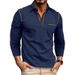 Pulse European And American Cross-Border Clothing Autumn Winter Plus Size Foreign Trade Long Sleeve Pocket T-Shirt Men's Polo_viptrois.com