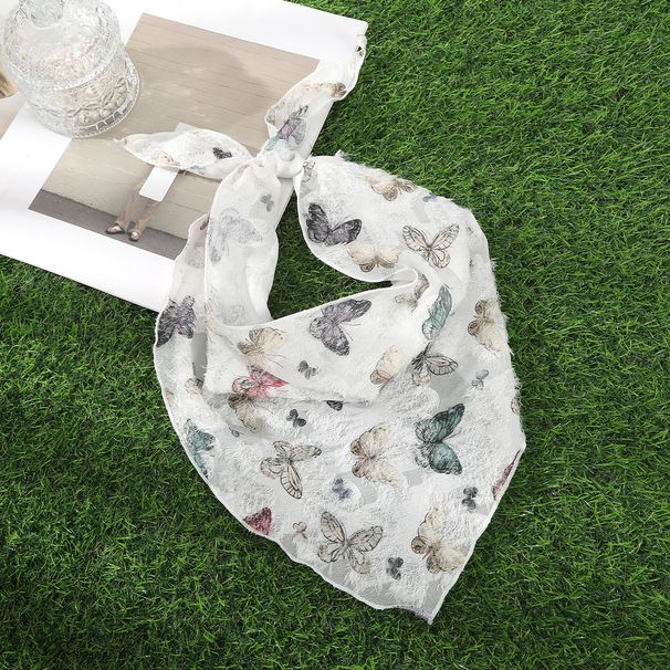 Colorful Butterfly Flower Triangle Scarf, Headband With Lace, Taking Photos, Headscarf Tying Hair, For Girls' Sun_viptrois.com