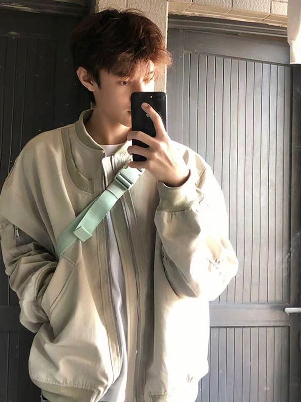 Bomber With Shoulder Pads Short Coat Men's 2024 Spring And Autumn Workwear Trendy American High Street Baseball Jacket_viptrois.com