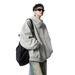 Deconstructed Fleece-Lined Hoodie Jacket – Asymmetric Streetwear Hybrid With Kangaroo Pockets (Black/Grey)_viptrois.com