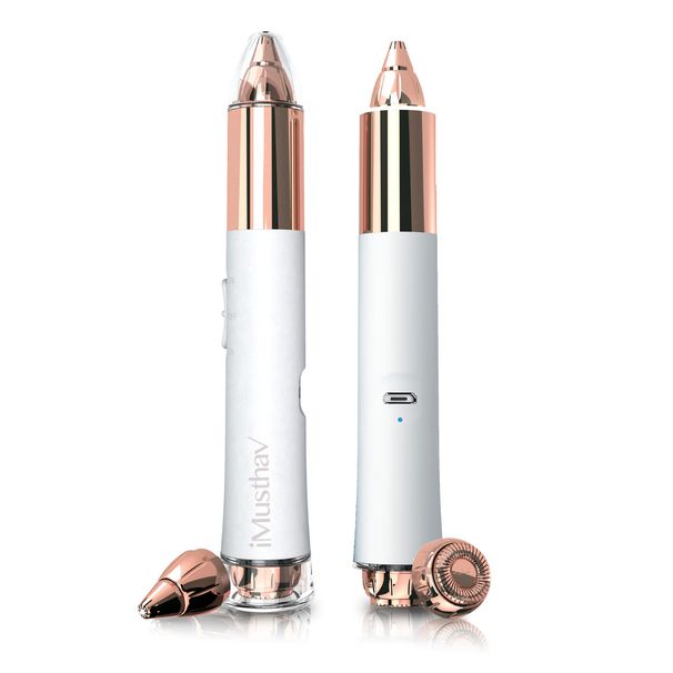 2-in-1 Portable Rechargeable Painless Eyebrow Trimmer & Facial Hair Remover_viptrois.com