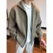 Loom Russian Ozon High-End Simple Solid Color Zipper Knitted Cardigan Men's Retro Lazy Loose High-Neck Sweater_viptrois.com