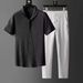 Men's Clothing Casual Suit For Boys Summer New Thin High End Sports Suit Fashionable Short Sleeved Trousers Trendy Light Luxury Suit_viptrois.com