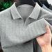 Men's Short Sleeve T-Shirt V-Neck Solid Color Seagull Collar Fashion Top for Middle-Aged New Summer Style Versatile Lapel_viptrois.com