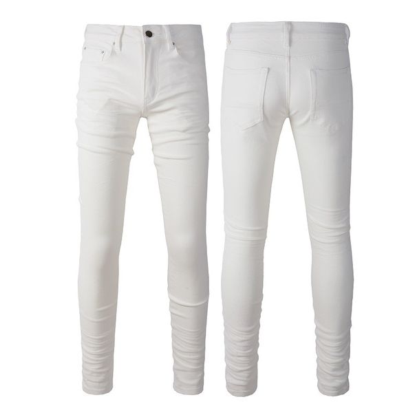 Men's Clothing white jeans elastic slim fit skinny trousers _viptrois.com