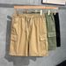 Men's Japanese Style Military Green Cargo Shorts Loose Fit High Street Trendy Versatile Casual Five Point Pants For Summer_viptrois.com
