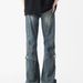 Men's Black Flared Cargo Jeans, Straight Leg, Loose Fit, American High Street Style, Vibe Brand, Trendy And Cool Patchwork Design._viptrois.com