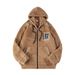 Men's Reversible Fleece Hoodie With Lettering Print, Zip-Up Color-Block Jacket For Winter Relaxed Fit & Side Pockets_viptrois.com