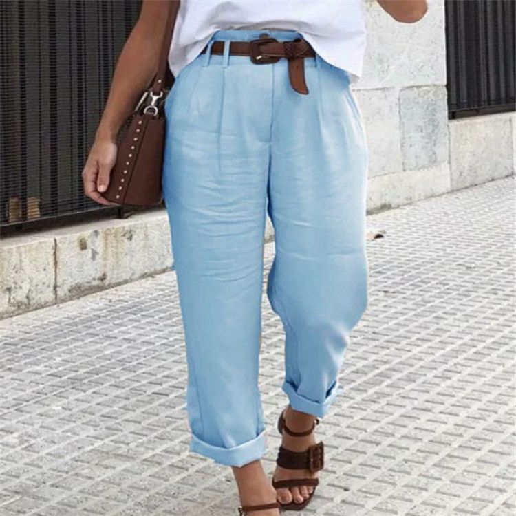 Men's Clothing Wish European And American Independent Station Women's Casual Solid Color Loose High Waist Trousers_viptrois.com