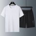Men's Quick Drying Ice Silk Sports Suit Casual Round Neck Short Sleeved T-Shirt Two-Piece Set_viptrois.com