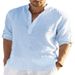 Men's Clothing Men's Linen Long Sleeve T Shirt Loose Sweatshirt Solid Color Long Sleeve Cotton And Linen Shirt Men's Large Size Delivery_viptrois.com