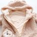 Unisex Baby Fleece-Lined Hooded Romper With Bear Paw Design - Soft & Warm Winter Outfit For Newborns (0-12M, 59-80cm)_viptrois.com