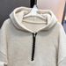 Men's Clothing Unisex American-Style Half-Zip Hooded Knit Sweater, Oversized Pullover With Cozy Fleece Lining, Casual Streetwear For Autumn & Winter_viptrois.com