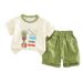 2025 New Summer Children's Short Sleeved Boys' Stylish Mathematics Giraffe Top And Shorts Two Piece Set, Trendy_viptrois.com