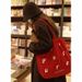 Women's Bags How Are You? New Red Corduroy Retro Shoulder Bag For Women, Versatile Large Capacity Embroidered Simple Tote Bag For Women_viptrois.com