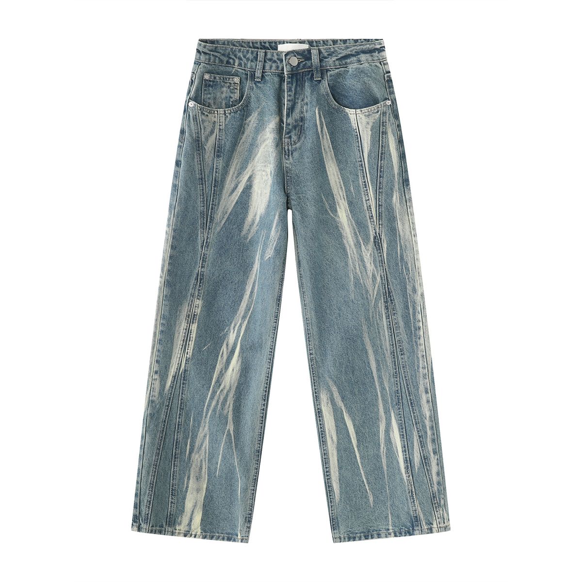 Men's clothing design tie dye wash loose casual jeans_viptrois.com