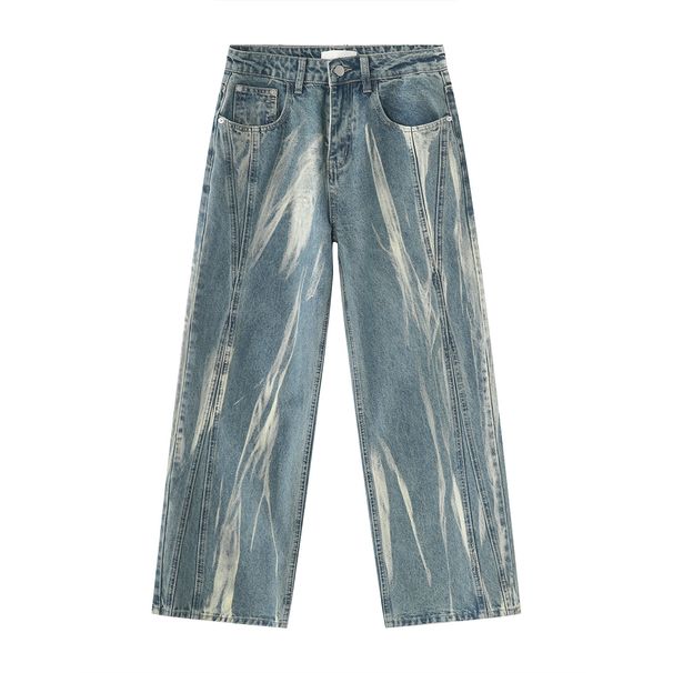 Men's clothing design tie dye wash loose casual jeans_viptrois.com