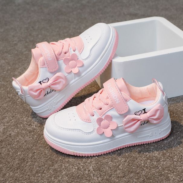 Spring And Autumn New Children's White Shoes Girls Flower Student Casual Sports Shoes Low Top Round Toe Running Shoes_viptrois.com