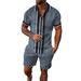 2025d Men's Short Sleeve Shirt With Zipper And Turn-down Collar, 3D Printed Polo Set_viptrois.com