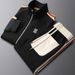 Men's Clothing Men's Stand Collar Tracksuit Set – Long Sleeve Sporty Outfit With Straight-Leg Pants (M-4XL)_viptrois.com
