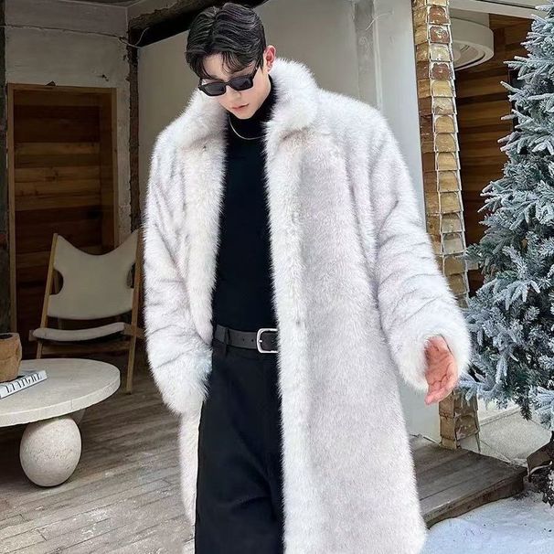 2025 Fur Coat Winter New Long Imitation Fox Fur Men's Korean Version Thick Fashion Warm Coat Trend_viptrois.com