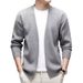 Slim Fit Solid Color Cardigan Sweater Men's Slim Fit Long Sleeved Knitted Sweater Solid Color Thread Sweater_viptrois.com