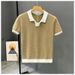 Men's Casual Knitted Polo Shirt Contrast Color Lapel Slim Fit Short Sleeve T-Shirt Fashion Personalized Summer Top_viptrois.com
